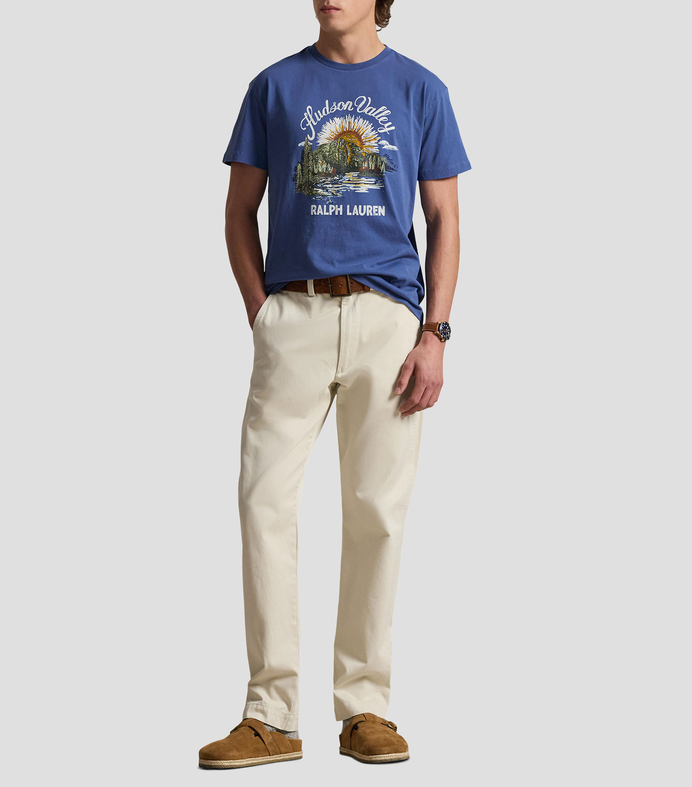 Playera cuello redondo manga corta estampada Hombre